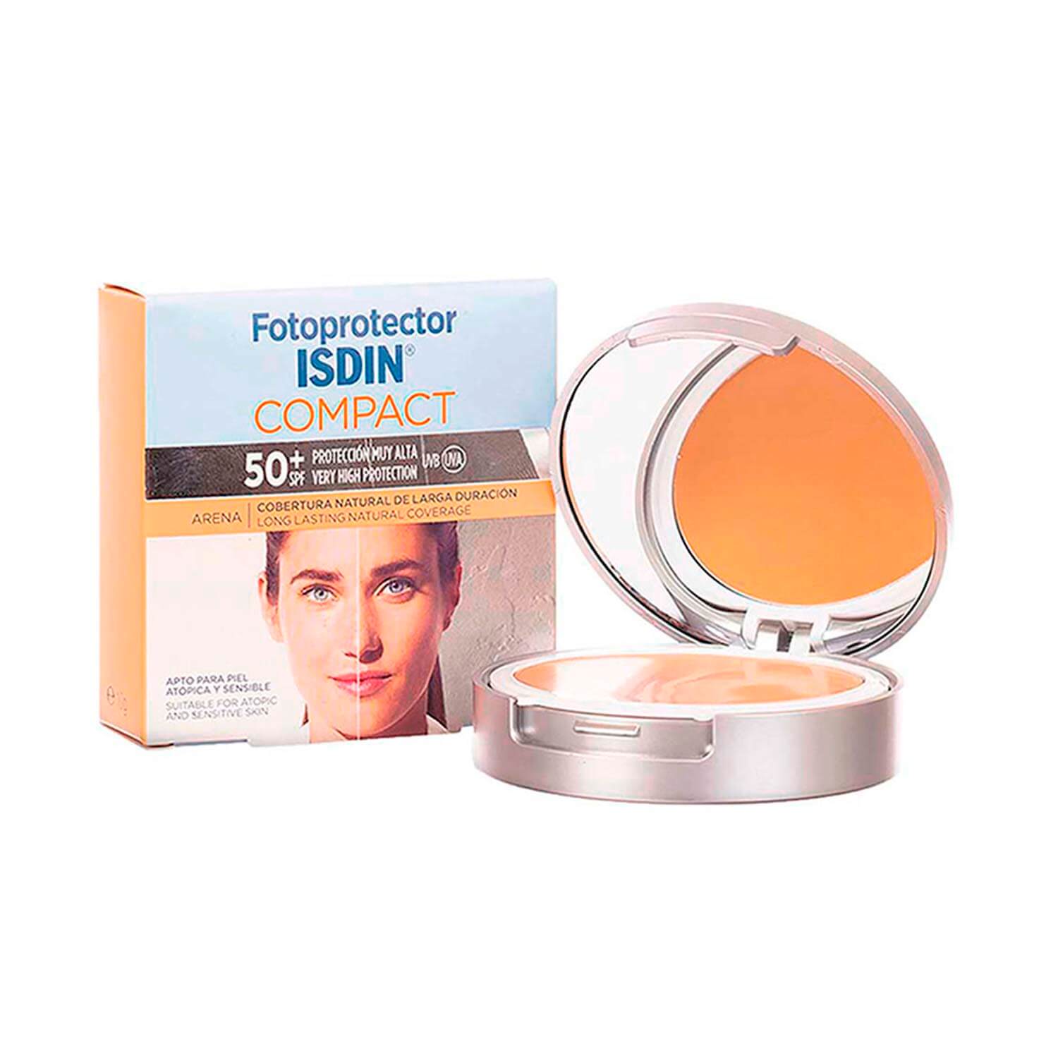 fotoprotector isdin 50+ compacto (maquillaje con protección solar)